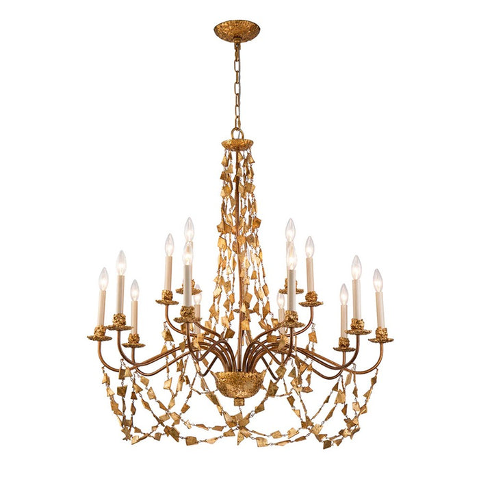 Lucas McKearn Mosaic 15 Light Chandelier, Gold Leaf