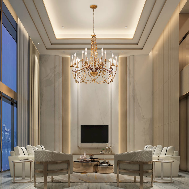 Lucas McKearn Mosaic 15 Light Chandelier, Gold Leaf