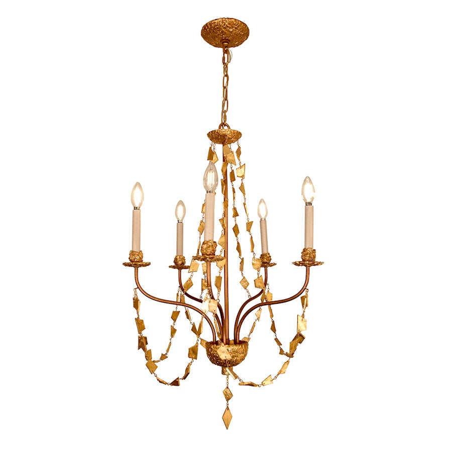 Lucas McKearn Mosaic 5 Light Chandelier, Antique Gold - CH1158-5