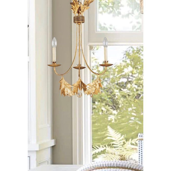 Lucas McKearn Sweet Olive 3 Light Chandelier, Distressed Gold