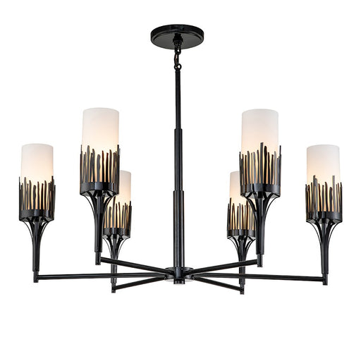 Lucas McKearn Sawgrass 6Lt Chandelier, Matte Black/Opal Etched - CH20319BLK-6