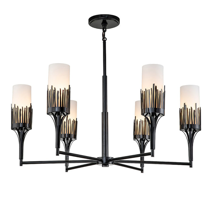 Lucas McKearn Sawgrass 6Lt Chandelier, Matte Black/Opal Etched - CH20319BLK-6