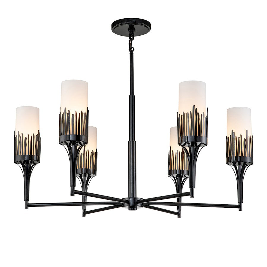 Lucas McKearn Sawgrass 6Lt Chandelier, Matte Black/Opal Etched - CH20319BLK-6