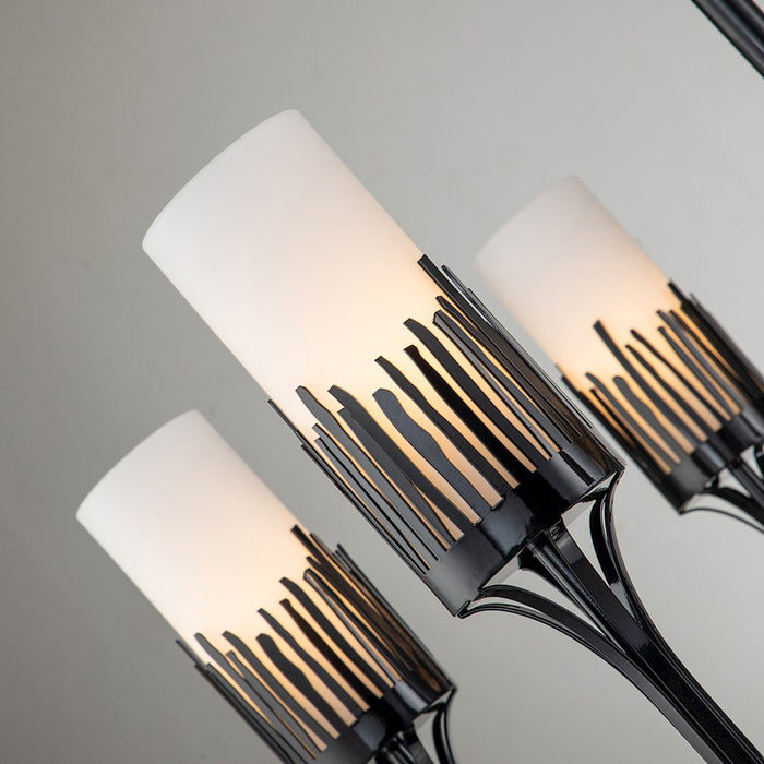 Lucas McKearn Sawgrass 6Lt Chandelier, Matte Black/Opal Etched