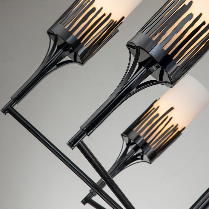 Lucas McKearn Sawgrass 6Lt Chandelier, Matte Black/Opal Etched