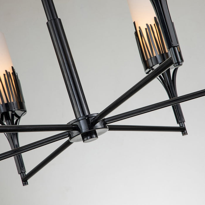 Lucas McKearn Sawgrass 6Lt Chandelier, Matte Black/Opal Etched