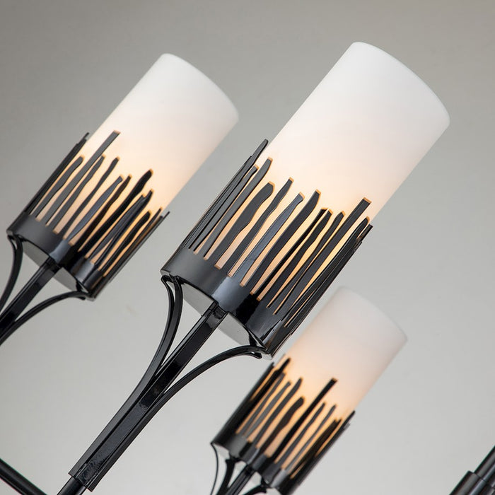 Lucas McKearn Sawgrass 6Lt Chandelier, Matte Black/Opal Etched