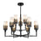 Lucas McKearn Sawgrass 9Lt Chandelier, Matte Black/Opal Etched - CH20319BLK-9