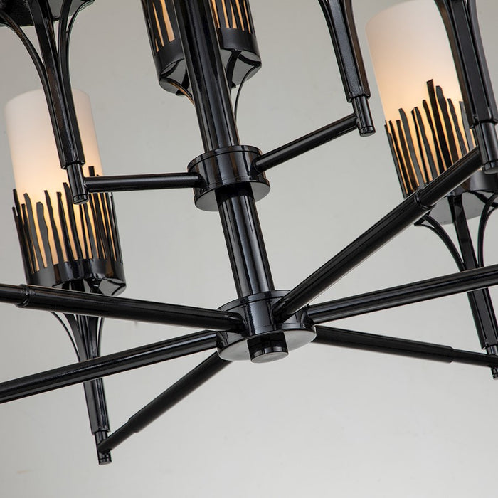 Lucas McKearn Sawgrass 9Lt Chandelier, Matte Black/Opal Etched