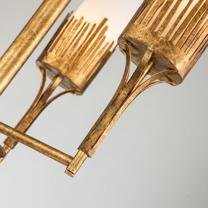 Lucas McKearn Sawgrass 3 Light Chandelier, Gold Leaf/Opal Etched