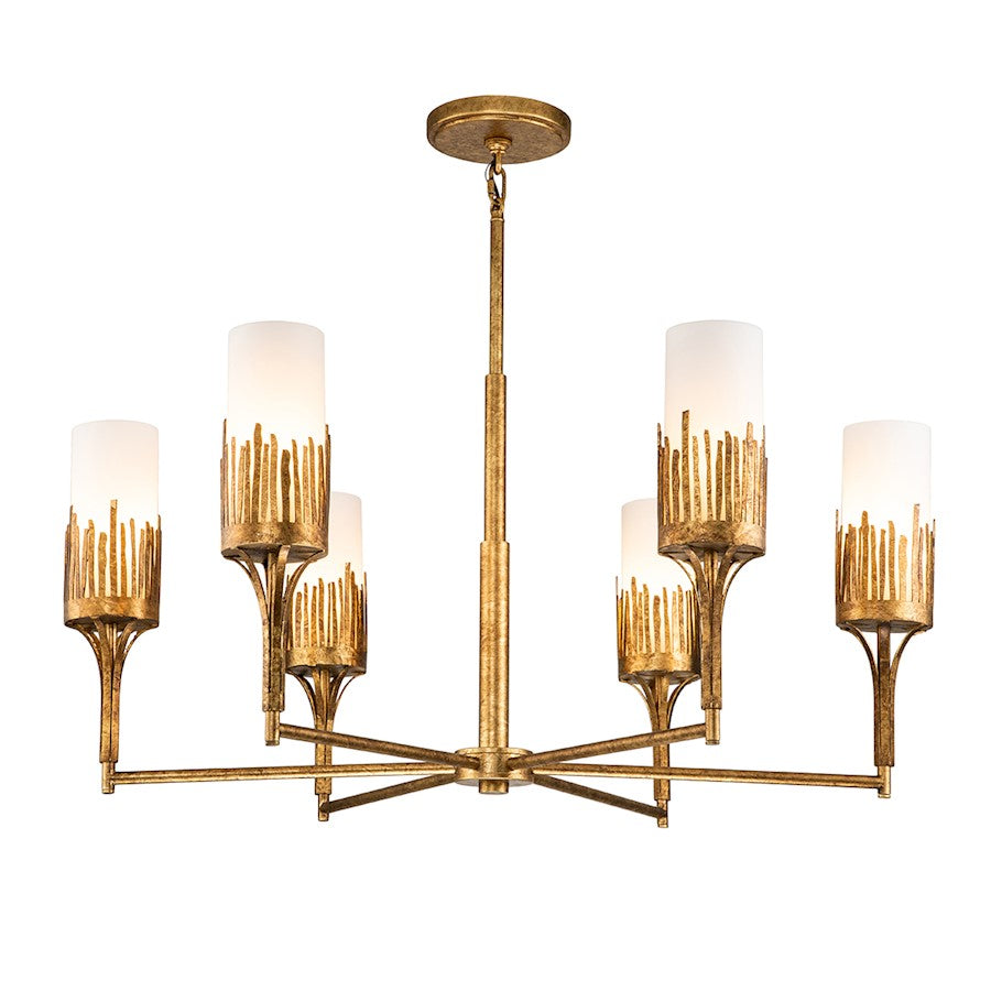 Lucas McKearn Sawgrass 6 Light Chandelier, Gold Leaf/Opal Etched - CH20319G-6