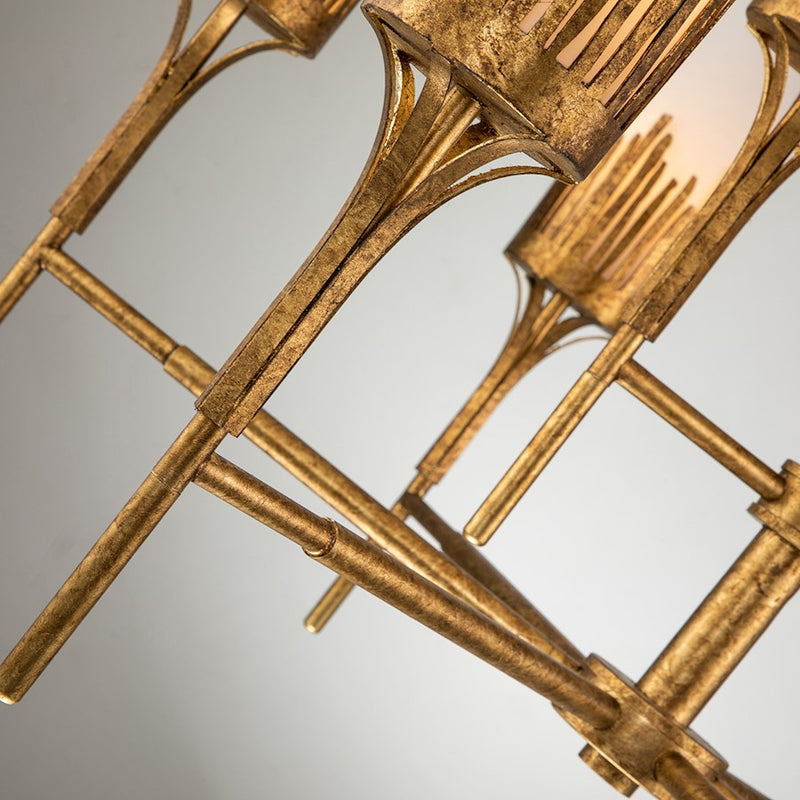 Lucas McKearn Sawgrass 6 Light Chandelier, Gold Leaf/Opal Etched