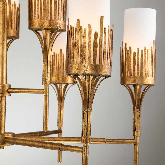 Lucas McKearn Sawgrass 6 Light Chandelier, Gold Leaf/Opal Etched
