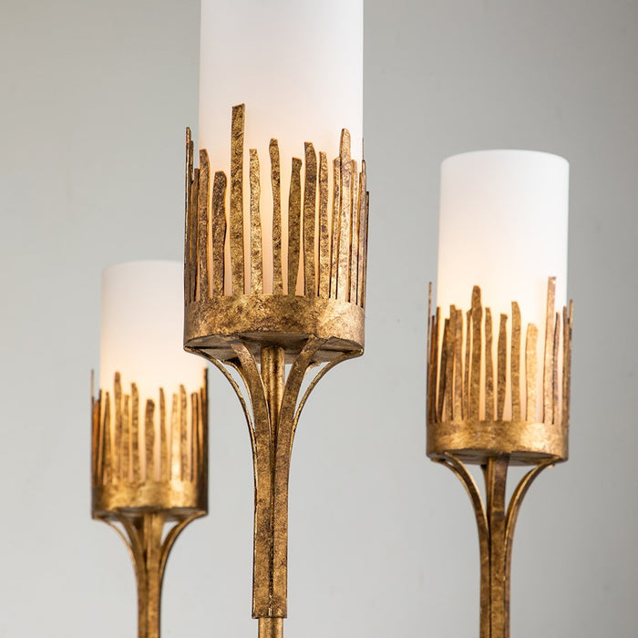Lucas McKearn Sawgrass 6 Light Chandelier, Gold Leaf/Opal Etched