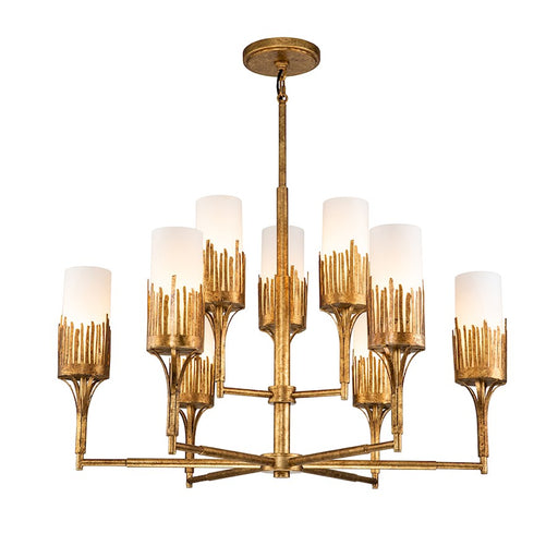 Lucas McKearn Sawgrass 9 Light Chandelier, Gold Leaf/Opal Etched - CH20319G-9
