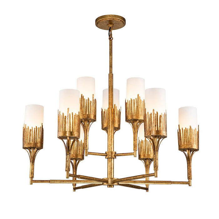 Lucas McKearn Sawgrass 9 Light Chandelier, Gold Leaf/Opal Etched - CH20319G-9