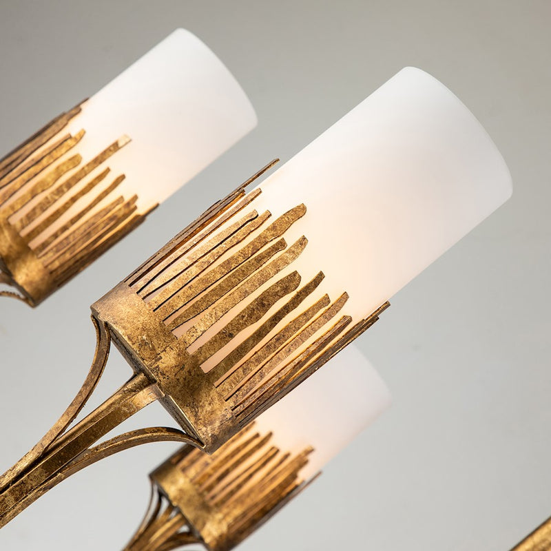 Lucas McKearn Sawgrass 9 Light Chandelier, Gold Leaf/Opal Etched