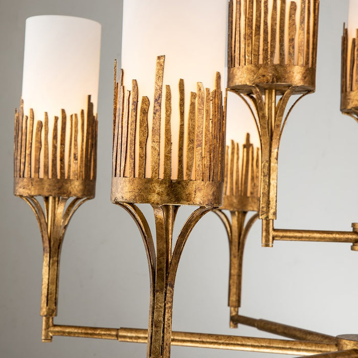 Lucas McKearn Sawgrass 9 Light Chandelier, Gold Leaf/Opal Etched