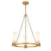 Lucas McKearn Kristy 3 Light Chandelier, Distressed Gold/Opal - CH30208G-3