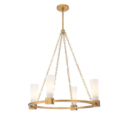 Lucas McKearn Kristy 4 Light Chandelier, Distressed Gold/Opal - CH30208G-4