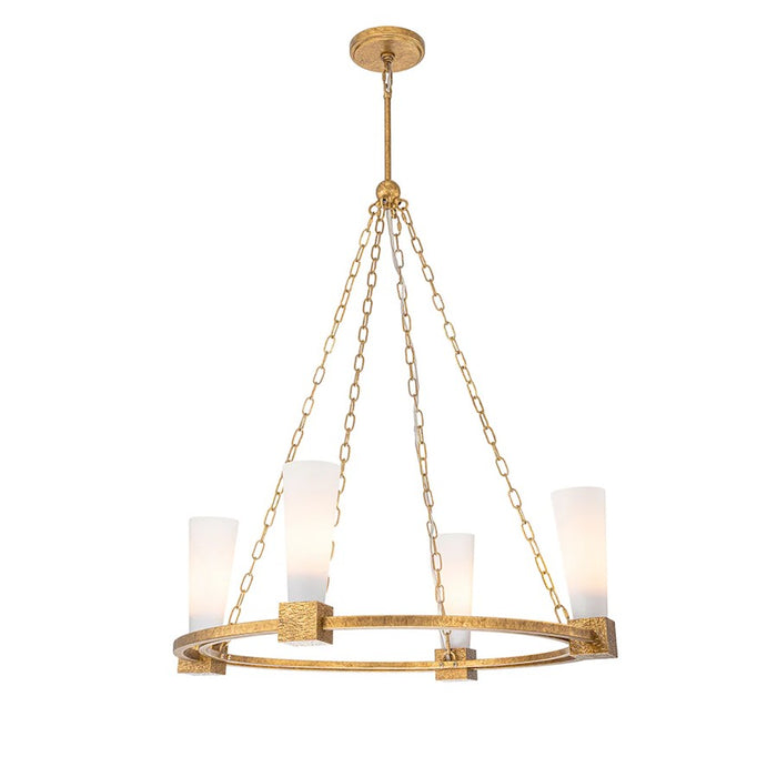 Lucas McKearn Kristy 4 Light Chandelier, Distressed Gold/Opal - CH30208G-4