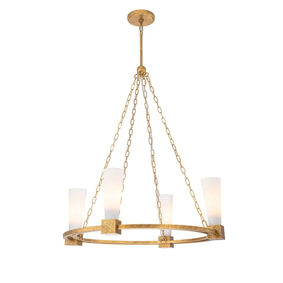 Lucas McKearn Kristy 4 Light Chandelier, Distressed Gold/Opal - CH30208G-4