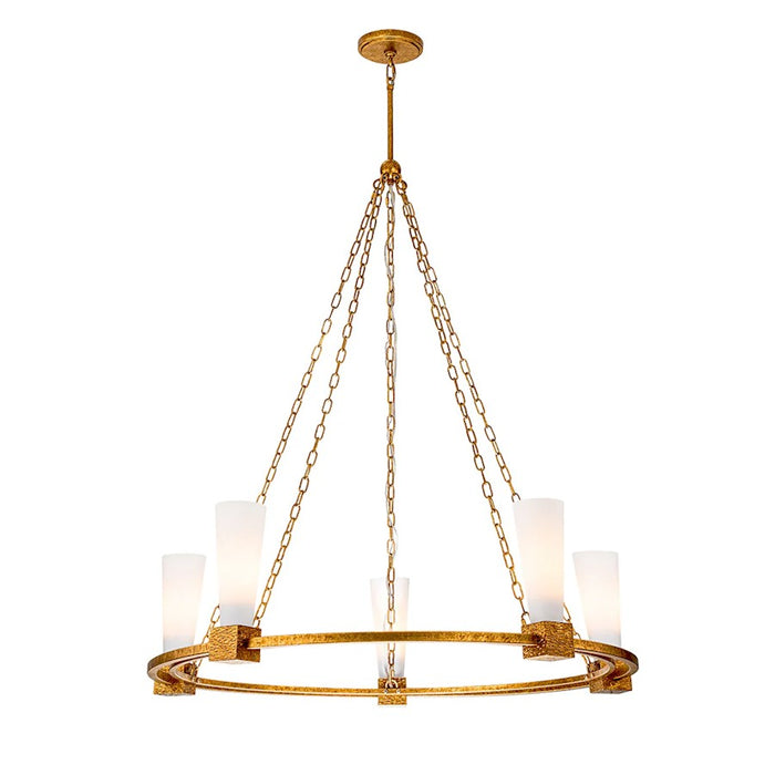 Lucas McKearn Kristy 5 Light Chandelier, Distressed Gold/Opal - CH30208G-5