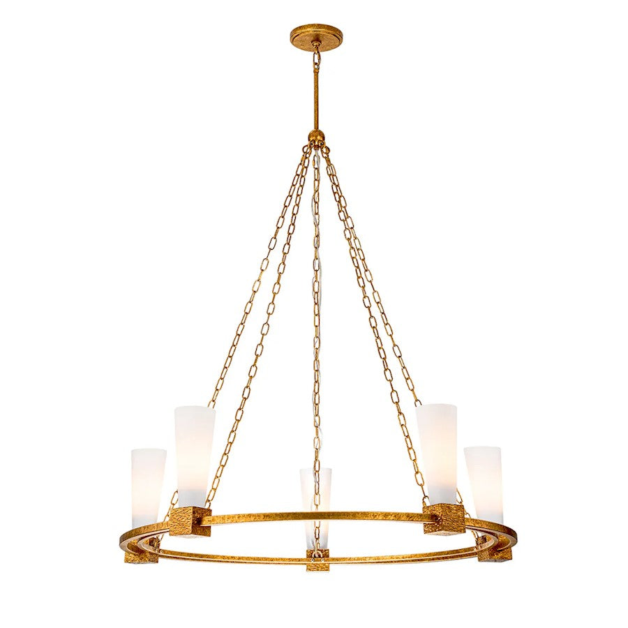 Lucas McKearn Kristy 5 Light Chandelier, Distressed Gold/Opal - CH30208G-5