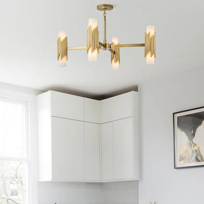Lucas McKearn Marvel 8 Light Pendant, Aged Brass/Opal