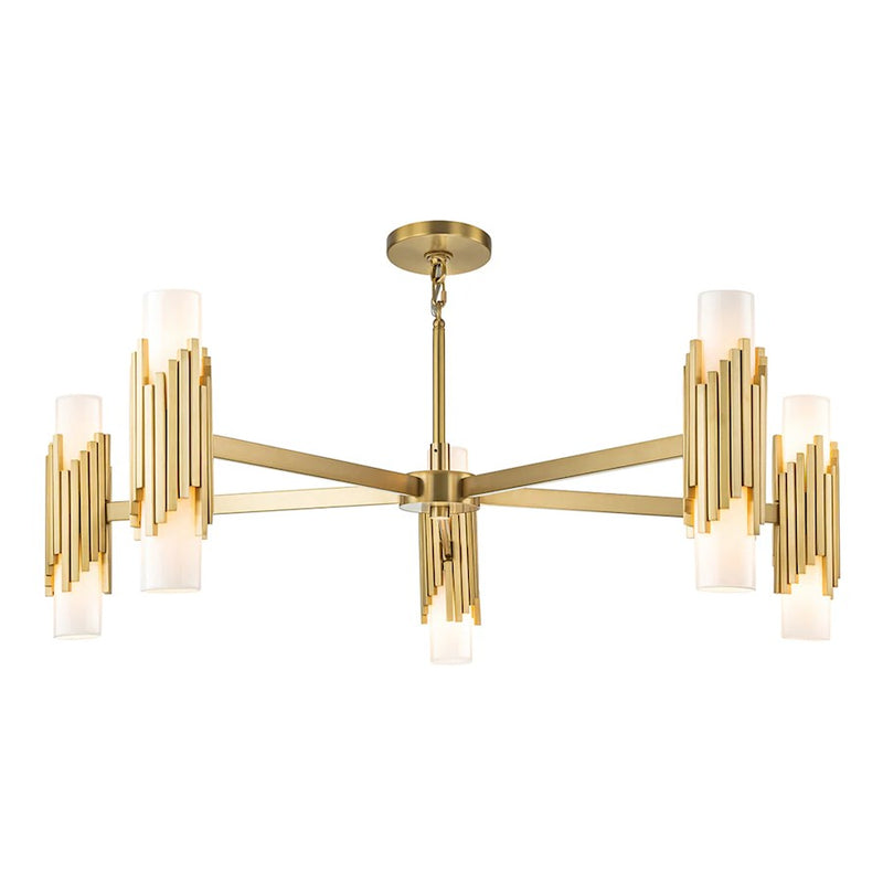 Lucas McKearn Marvel 10 Light Pendant, Aged Brass/Opal - CH30209AB-5
