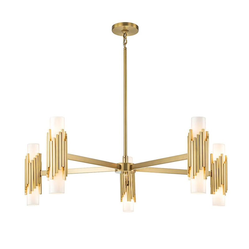 Lucas McKearn Marvel 10 Light Pendant, Aged Brass/Opal