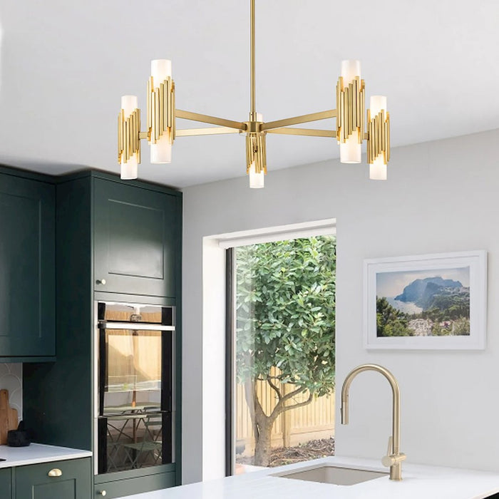 Lucas McKearn Marvel 10 Light Pendant, Aged Brass/Opal