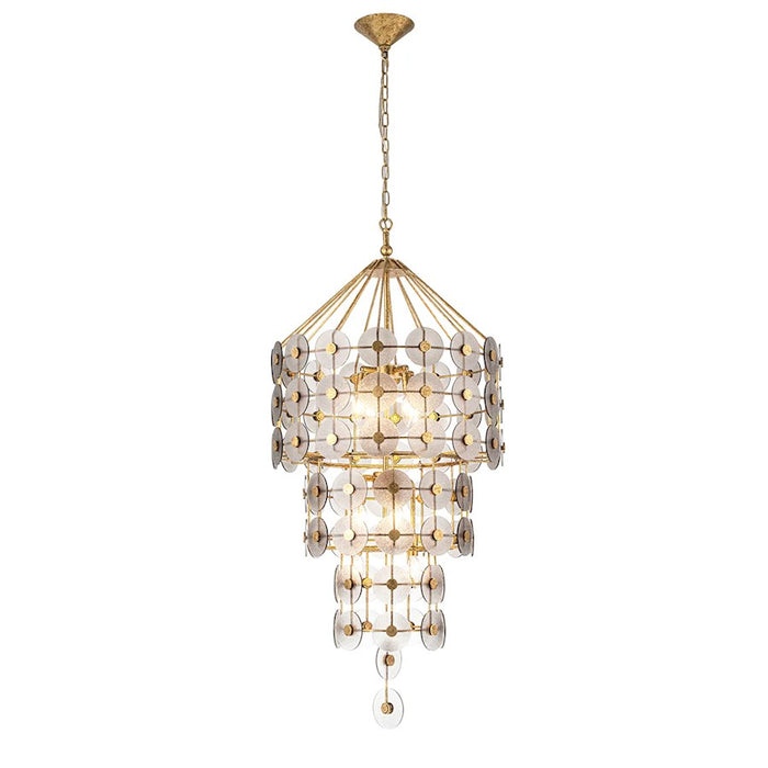 Lucas McKearn Meridian 9Lt Pendant, Gold/Smoked Glass/Smoke Glass - CH30213-21