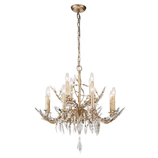 Lucas McKearn Flambeau 12Lt Chandelier, Silver/Glaze/Flower Inspired - CH6154-12