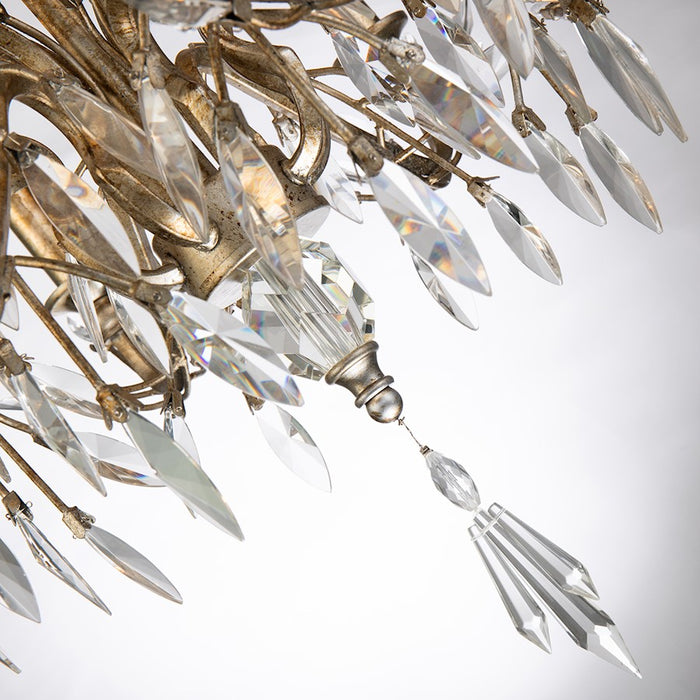 Lucas McKearn Flambeau 12Lt Chandelier, Silver/Glaze/Flower Inspired