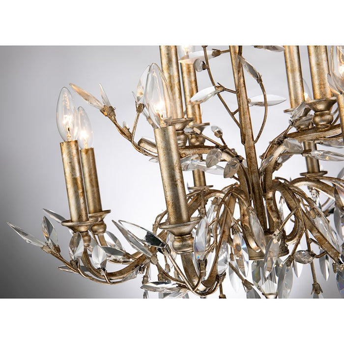 Lucas McKearn Flambeau 12Lt Chandelier, Silver/Glaze/Flower Inspired