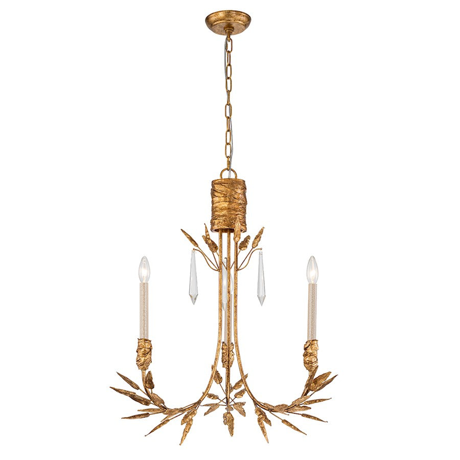 Lucas McKearn Palm D'Or 3 Light Chandelier, Gold - CH7407G-3