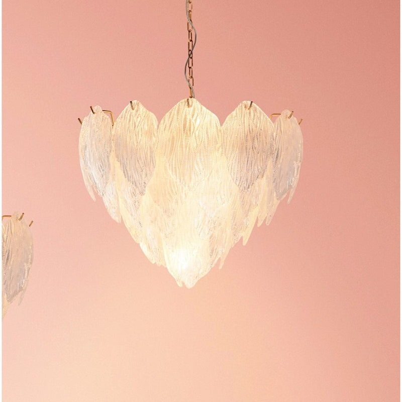 Lucas McKearn Acanthus 10Lt Chandelier, Clear Textured Glass/Gold