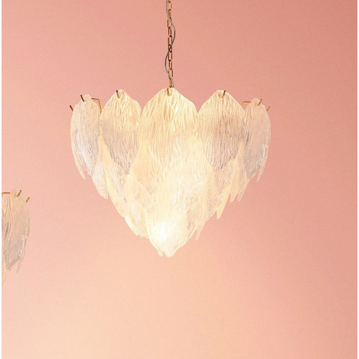 Lucas McKearn Acanthus 10Lt Chandelier, Clear Textured Glass/Gold