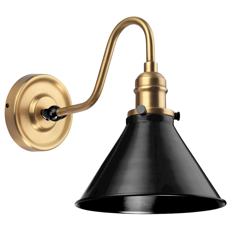 Lucas McKearn Providence 1Lt Wall Sconce, Brass/Black/Black - EL-PV1AB-MB
