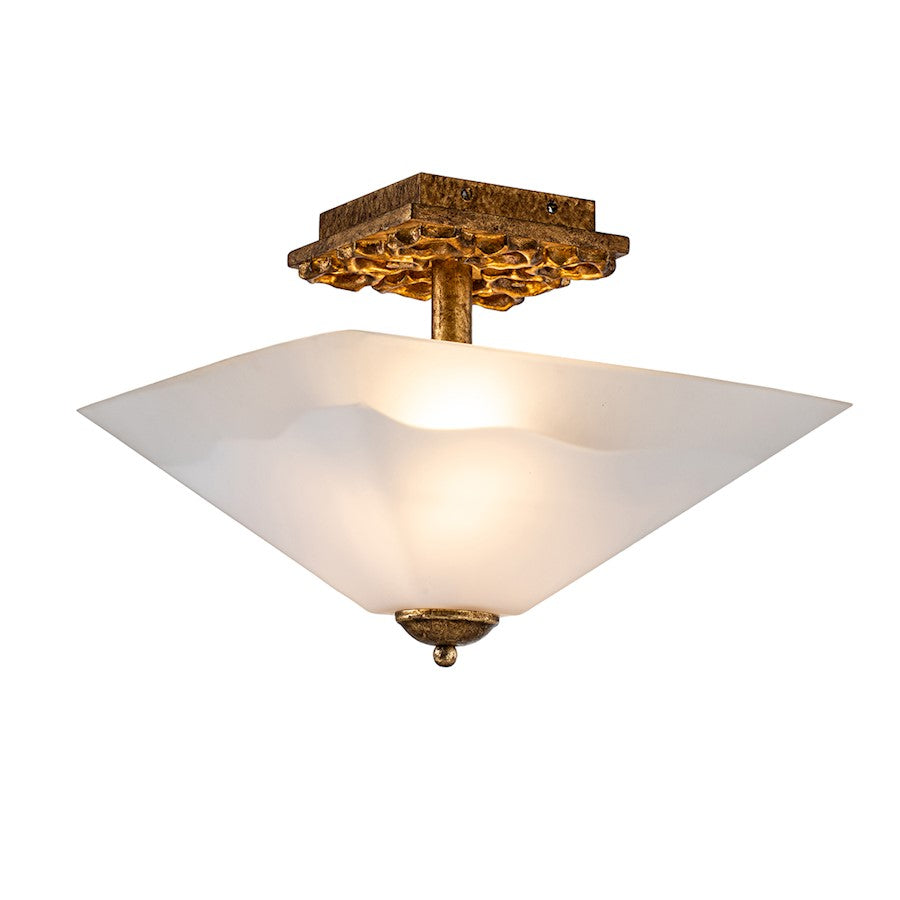 Lucas McKearn Star 2Lt Flush Mount, Gold/White Inside Etched Outside - FM1002G-2
