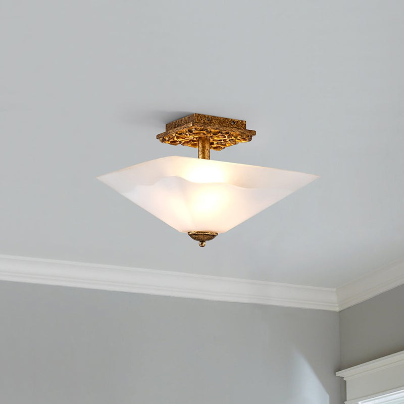 Lucas McKearn Star 2Lt Flush Mount, Gold/White Inside Etched Outside