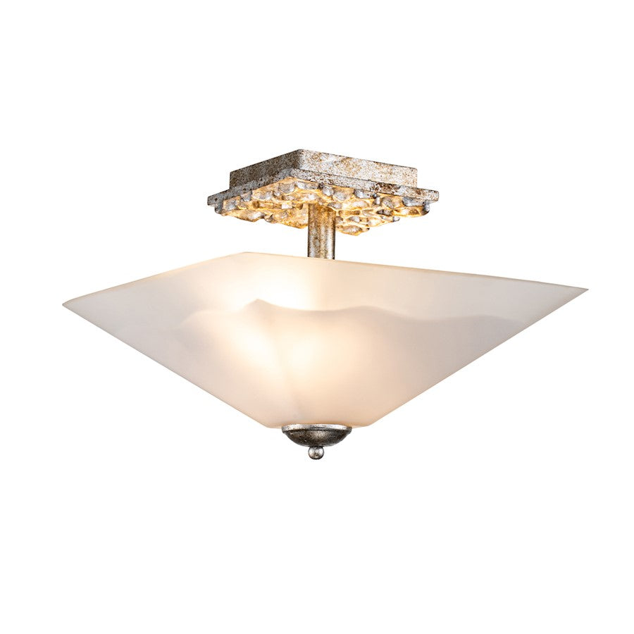Lucas McKearn Star 2Lt Flush Mount, Silver/WH Inside Etched Outside - FM1002S-2