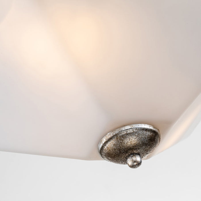 Lucas McKearn Star 2Lt Flush Mount, Silver/WH Inside Etched Outside