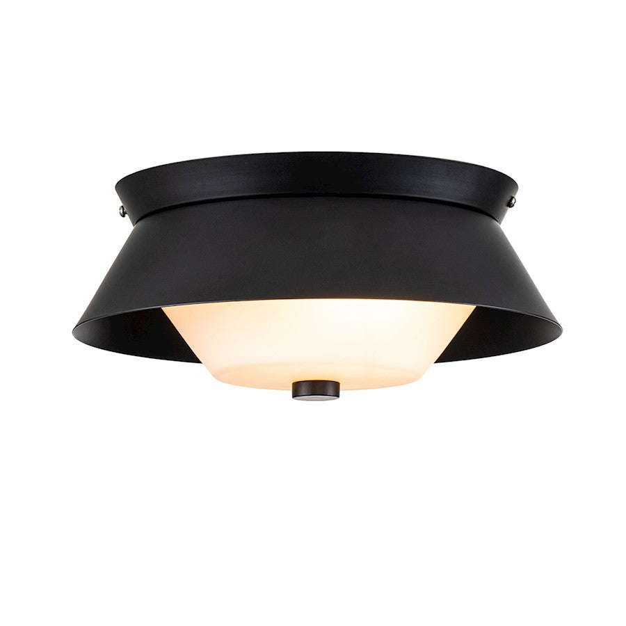 Lucas McKearn Bowtie 2 Light Flush Mount, Matte Black/Opal Etched - FM1004MB-10