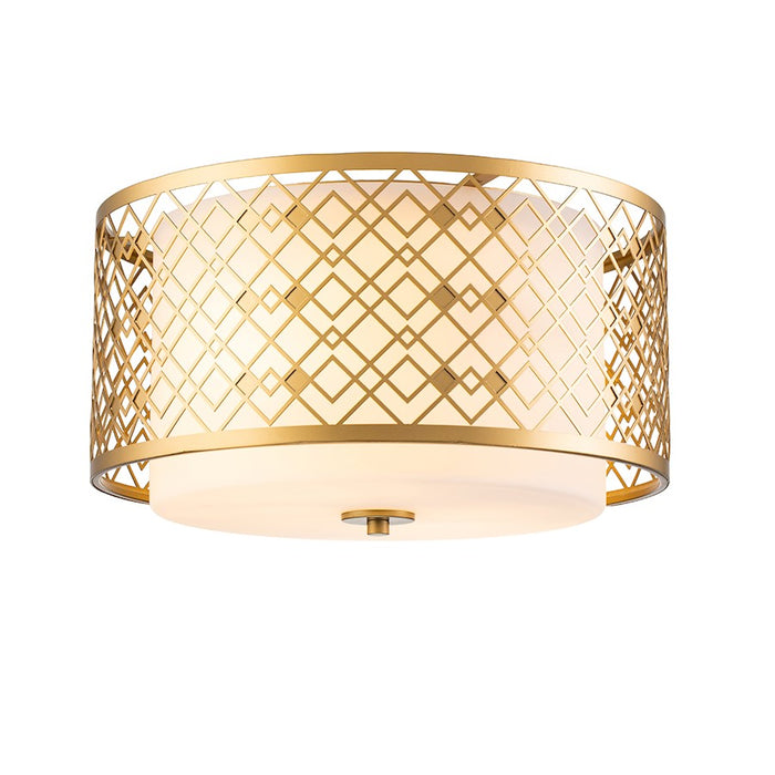 Lucas McKearn Ziggy 2 Light Flush Mount, Laquered Gold/Opal Etched - FM1185LG-2