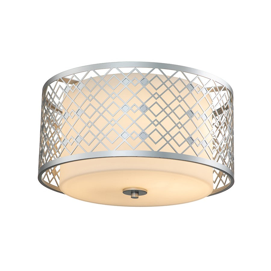 Lucas McKearn Ziggy 2Lt Flush Mount, Laquered Silver/Opal Etched - FM1185LS-2