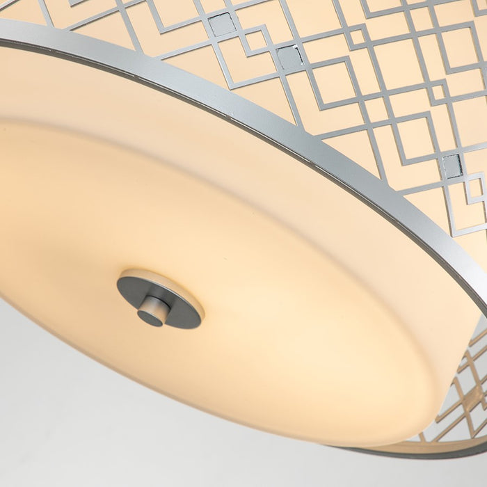 Lucas McKearn Ziggy 2Lt Flush Mount, Laquered Silver/Opal Etched