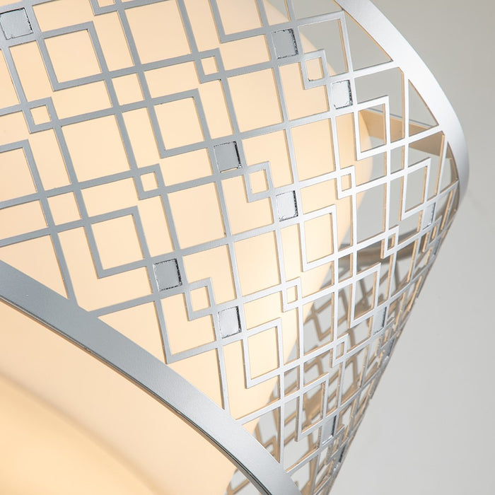 Lucas McKearn Ziggy 2Lt Flush Mount, Laquered Silver/Opal Etched