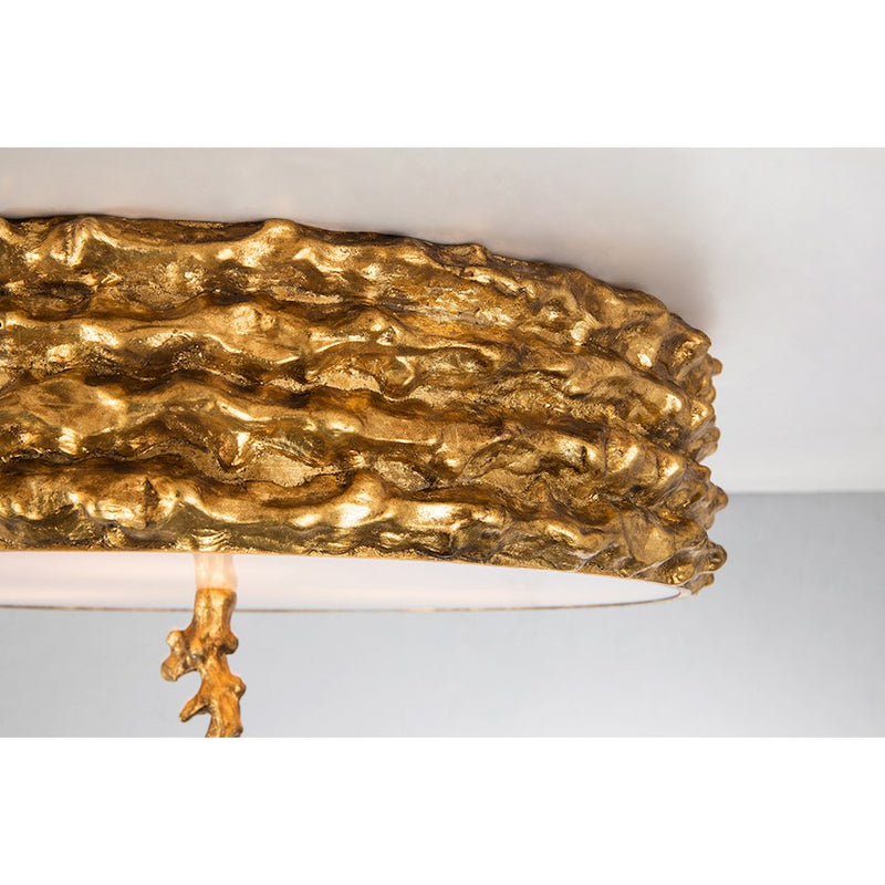 Lucas McKearn Trellis 3 Light Flush Mount, Gold Leaf